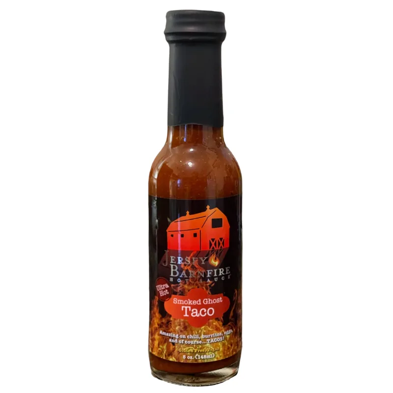 Jersey Barnfire ULTRA HOT Smoked Ghost Taco hot sauce bottle