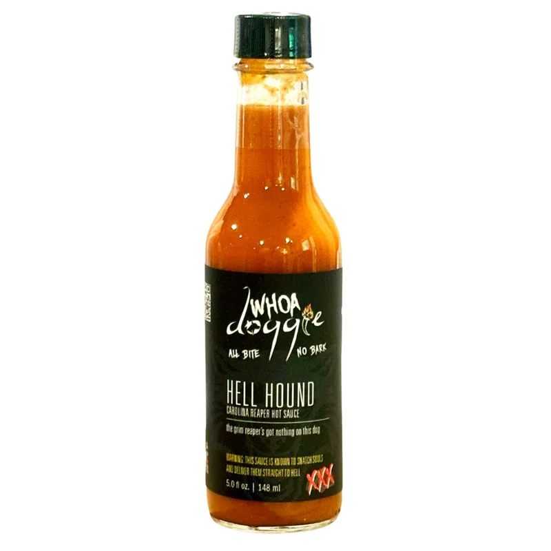 Whoa Doggie Hell Hound Hot Sauce hot sauce bottle