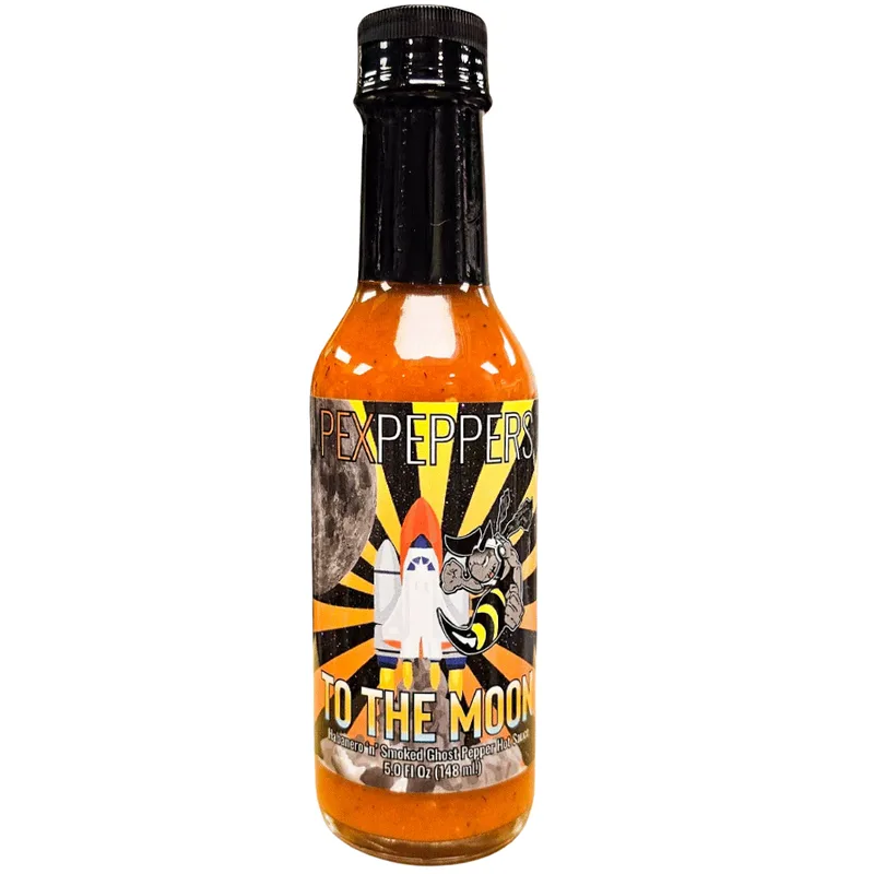 PexPeppers To The Moon Hot Sauce hot sauce bottle