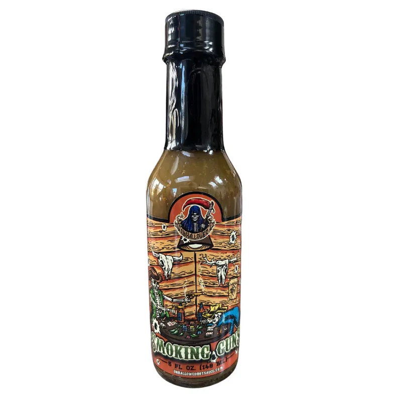 Unhallowed Smoking Guns - Smoked Jalapeno Hot Sauce by Unhallowed Hot Sauce hot sauce bottle