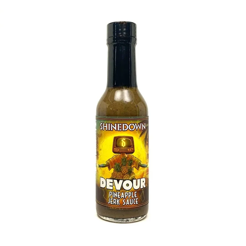 Torchbearer Shinedown's Devour Pineapple Jerk Sauce by Torchbearer Sauces hot sauce bottle