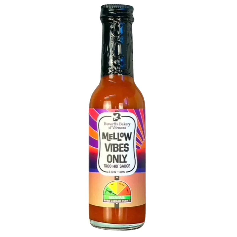 Butterfly Bakery Mellow Vibes Only Hot Sauce by Butterfly Bakery of Vermont hot sauce bottle