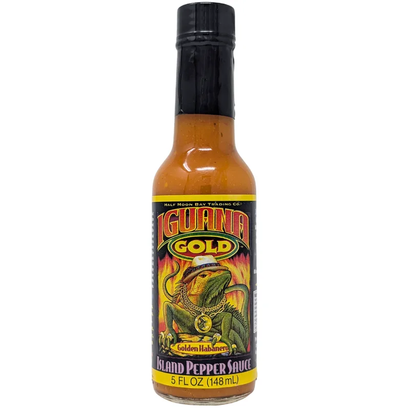 Half Moon Bay Iguana Gold Island Pepper Hot Sauce by Half Moon Bay Trading Co. hot sauce bottle