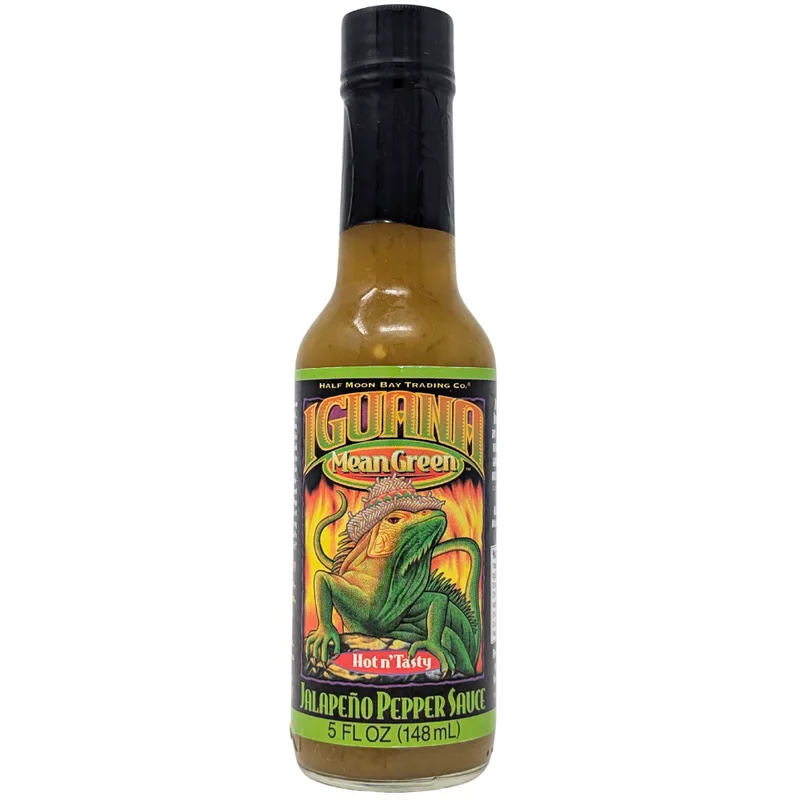 Half Moon Bay Iguana Mean Green Jalapeno Pepper Sauce by Half Moon Bay Trading Co. hot sauce bottle