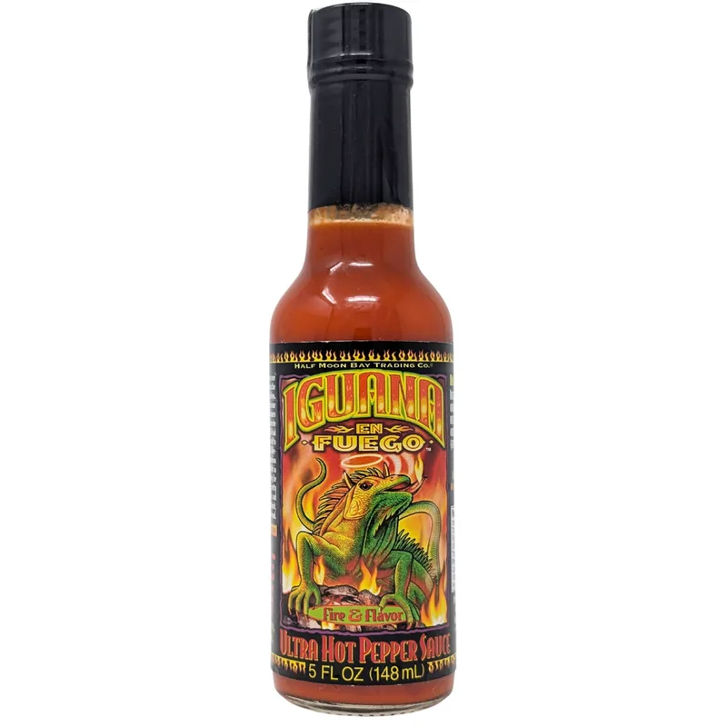 Half Moon Bay Iguana En Fuego Ultra Hot Pepper Sauce by Half Moon Bay Trading Co. hot sauce bottle