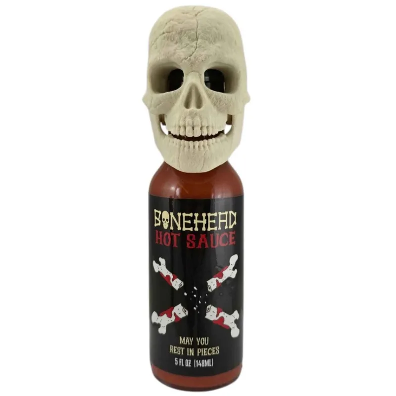 United Sauces Bone Head Hot Sauce with Skeleton Face
