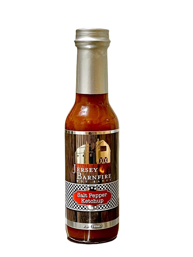 Jersey Barnfire Salt Pepper Ketchup Hot Sauce hot sauce bottle