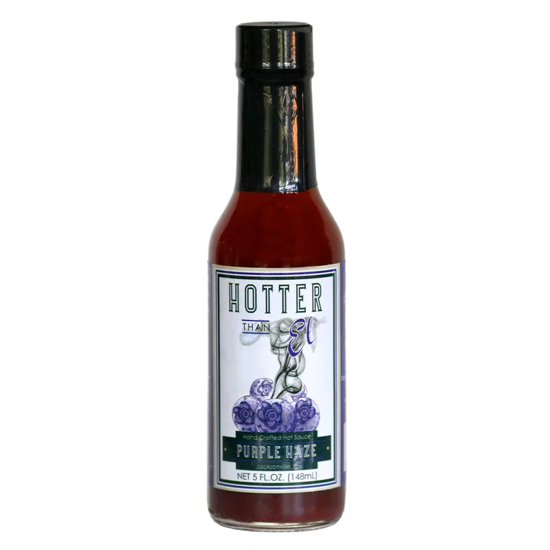 Hotter than El Purple Haze Hot Sauce hot sauce bottle