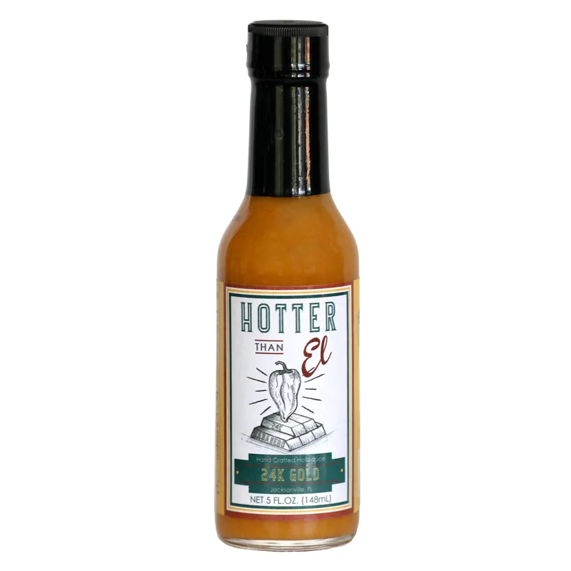 Hotter than El 24 Karat Gold Hot Sauce hot sauce bottle