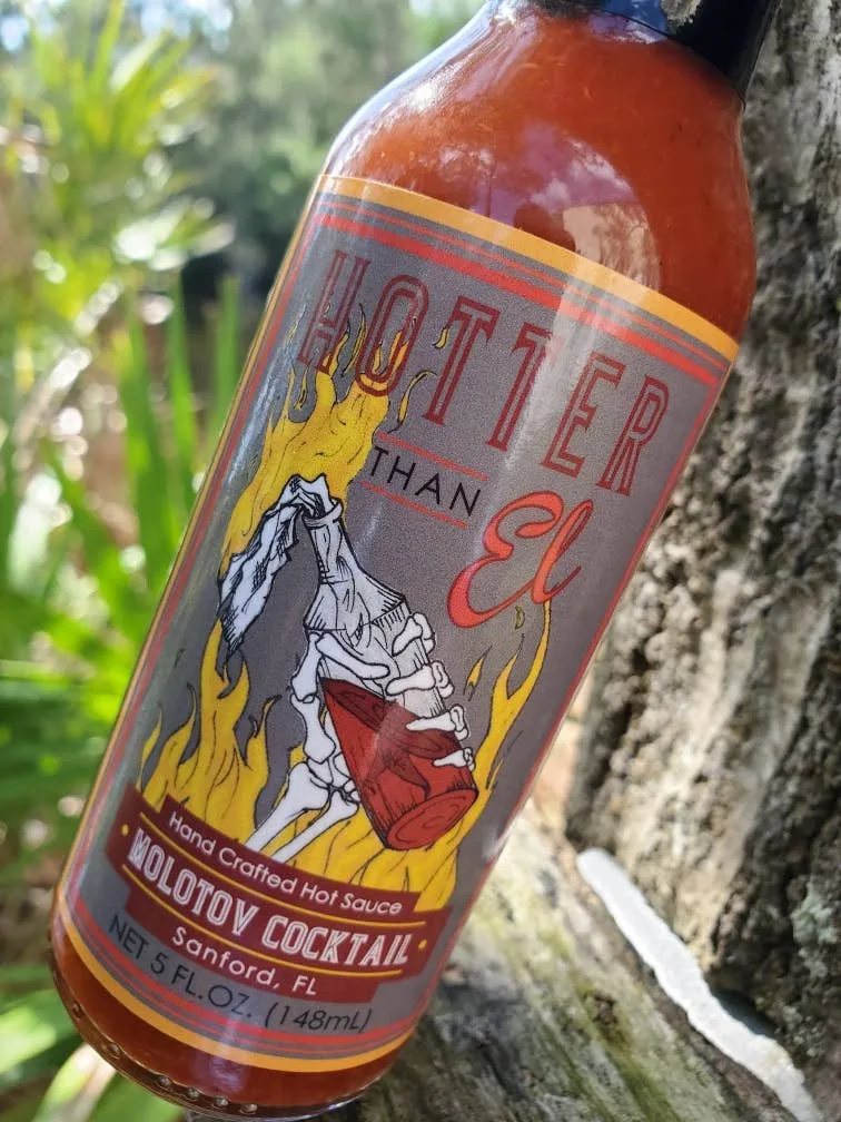 Hotter than El Molotov Cocktail Hot Sauce hot sauce bottle