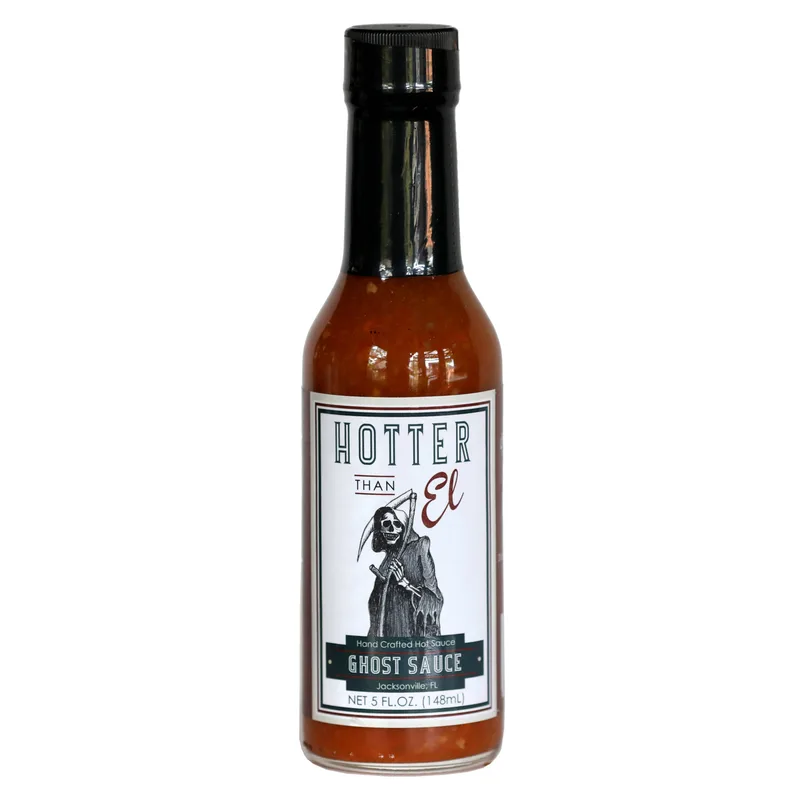 Hotter than El Ghost Sauce hot sauce bottle