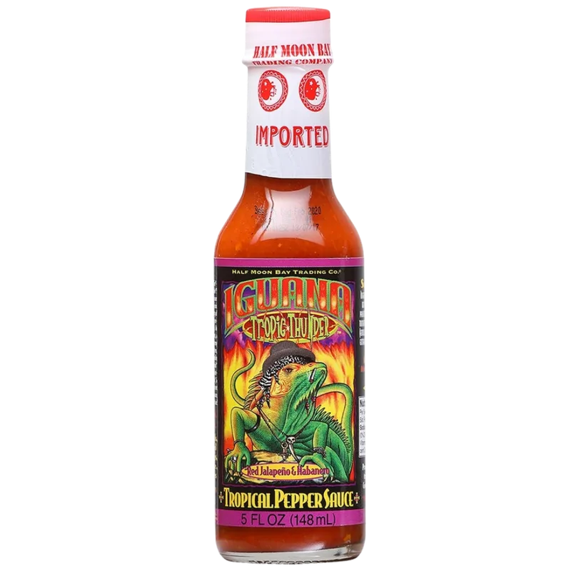Half Moon Bay Tropic Thunder Red Jalapeno & Habanero Tropical Pepper Sauce by Half Moon Bay Trading Co. hot sauce bottle