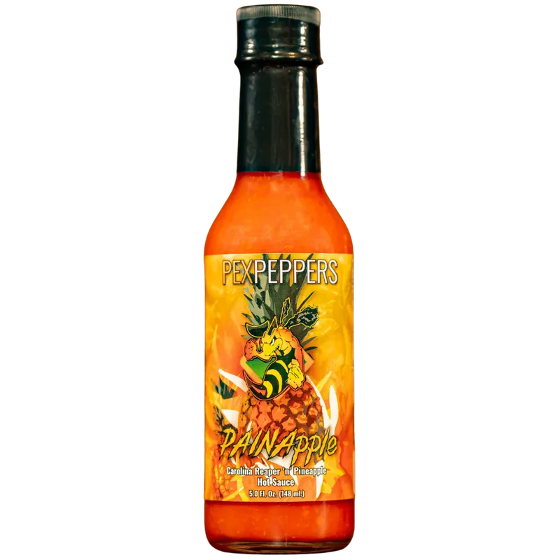 PexPeppers Painapple Carolina Reaper and Pineapple Hot Sauce hot sauce bottle