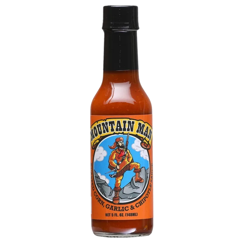 Mountain Man Roasted Corn, Garlic & Chipotle Hot Sauce hot sauce bottle