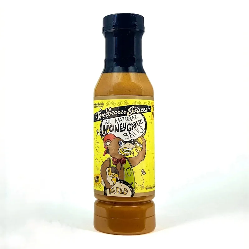 Honey Garlic Wing by Torchbearer Sauces hot sauce bottle
