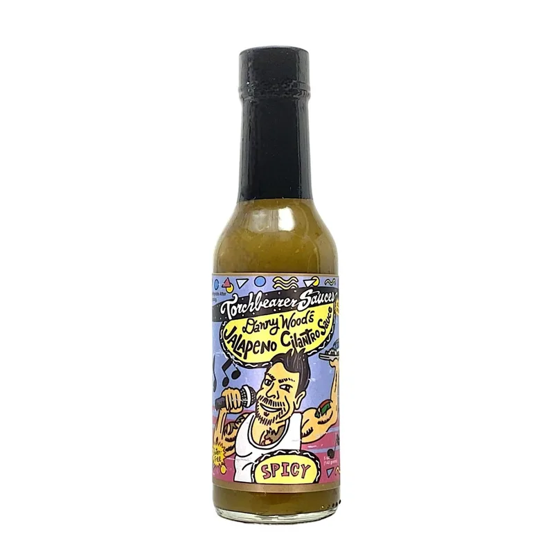 Danny Wood’s Jalapeño Cilantro by Torchbearer Sauces hot sauce bottle