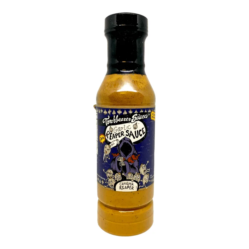 Limited Time 12oz Garlic Reaper by Torchbearer Sauces hot sauce bottle